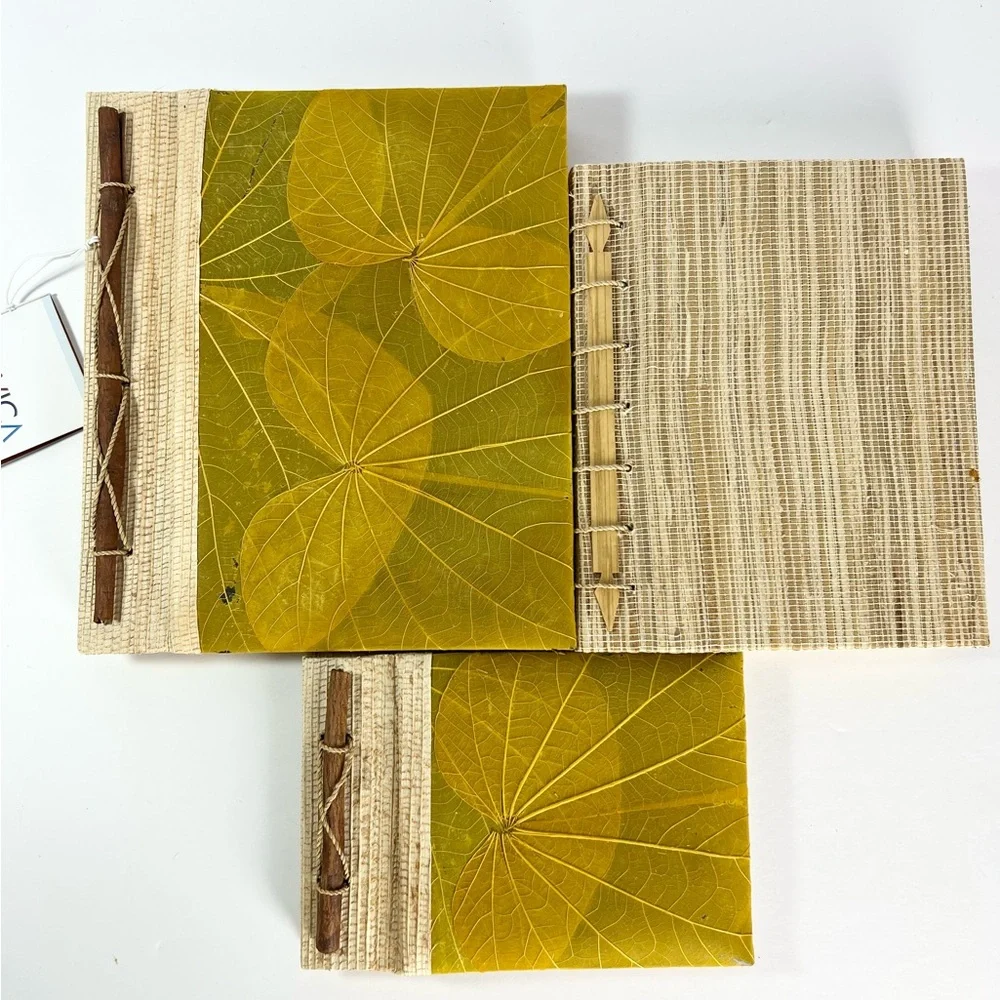 NWT Handcrafted Journals handmade papers textured covers blank inside‎ set of 3
